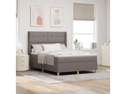 Vidaxl Cama Box com Fitas Led Cinzento acastanhado 140 X 190 Cm Tecido