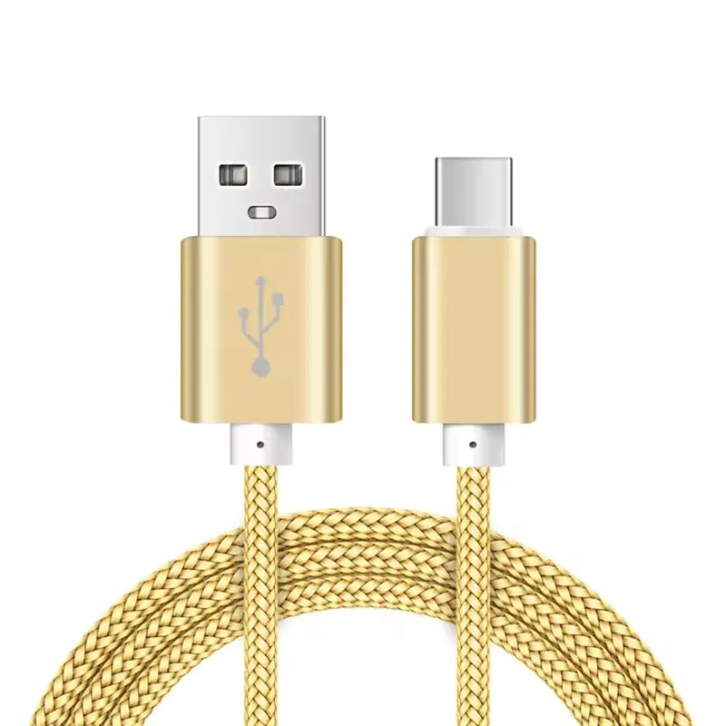 Cabo De Dados Trançado Universal Usb Tipo C Para Carregamento Rápido (1,5 M) Para Celulares.
