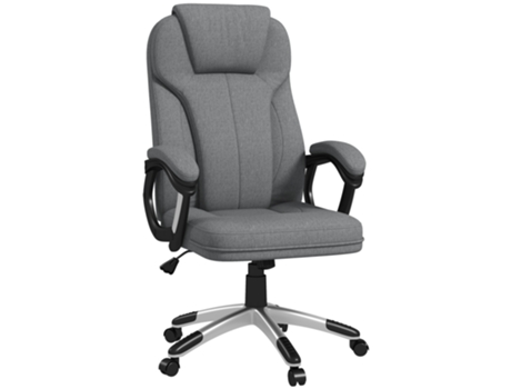 Cadeira de Escritório Espuma VINSETTO  Metal e Linho PU cor Cinza 66x75x110-120 cm