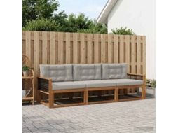 Vidaxl Conjunto De Sofás Para Exterior 3 Unid. Natural E Cinza Claro