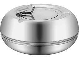 Plato de Ceniza Redondo de Acero Inoxidable Moderno Con Tapa Antiventoso Portátil Reutilizable para Uso Interior Y Exterior