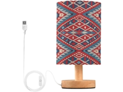 Abajur De Cabeceira Com Estampa Étnica Para Quarto, Portas De Carregegamento Usb C, Luminária De Mesa Cabeceira, Luminária
