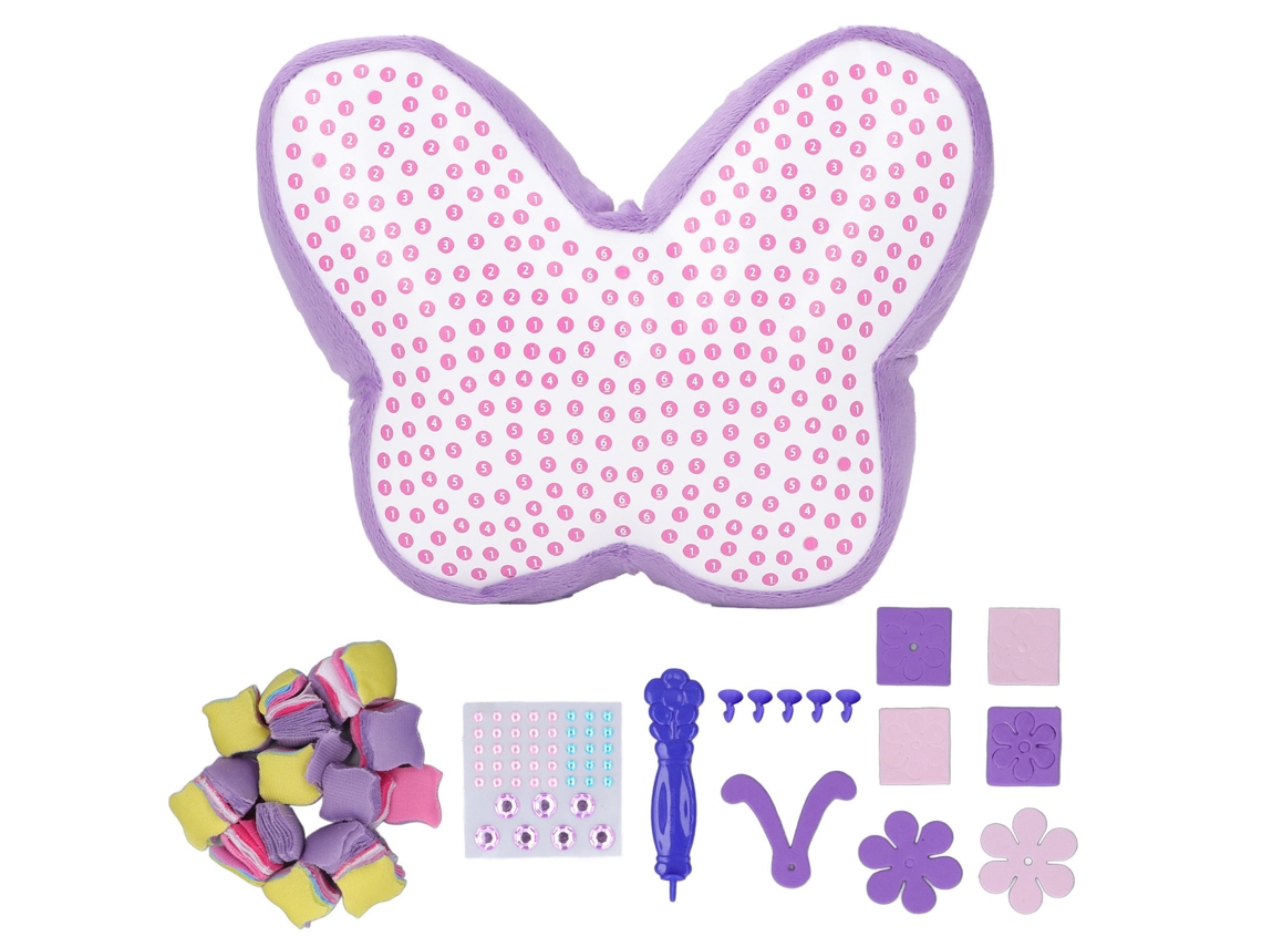 Ats almofada Animal Diy Plush Craft para Crianças, Brinquedo de Descompressão com Cores Brilhantes, Borboleta 34088