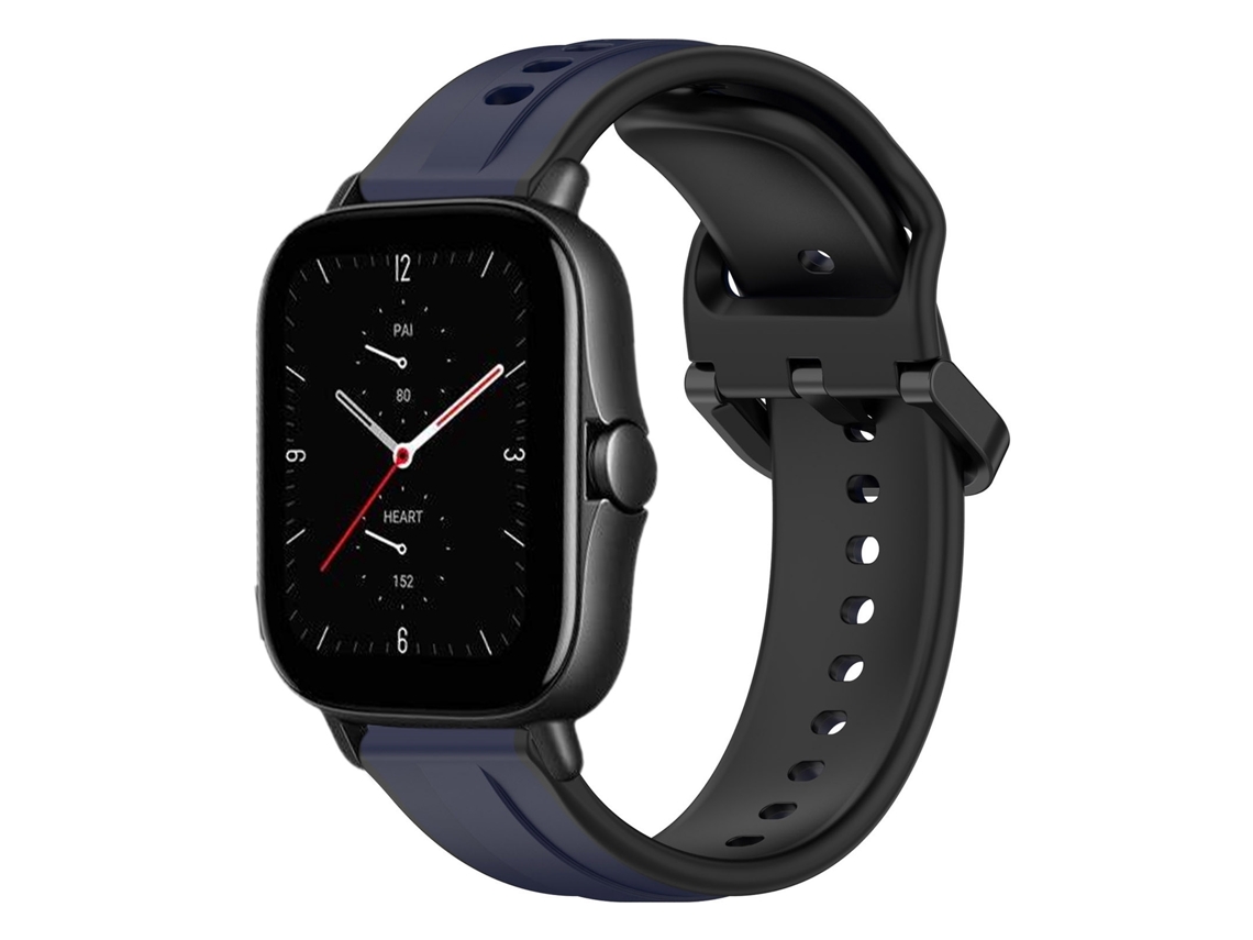 Bracelete de Smartwatch para Amazfit GTS 2E 20mm Loop Convexo de silicone de duas cores (azul meia-noite + preto)