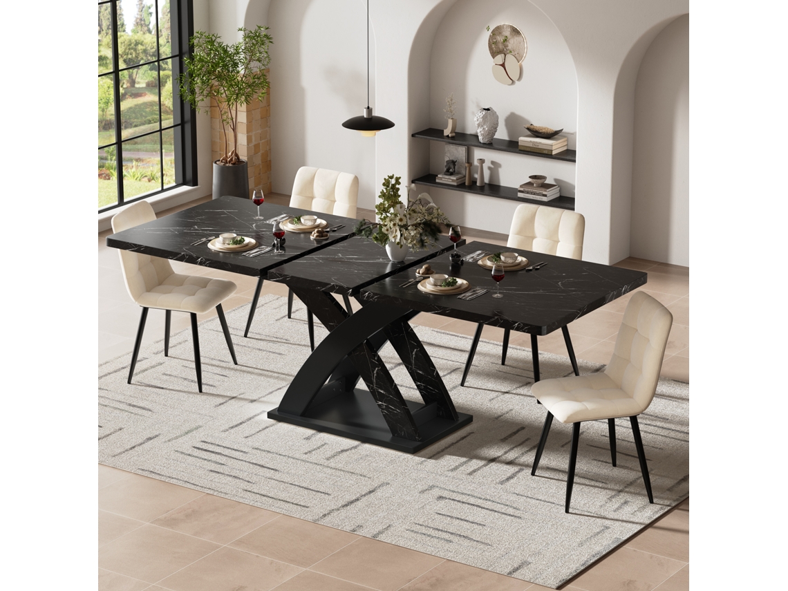 Mesa Extensível Madeira 120 160cm Preta 6p VELTRIX