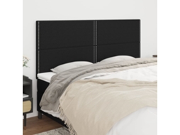 Cabecero de 4 piezas, tela, 80x5x78/88 cm, color negro