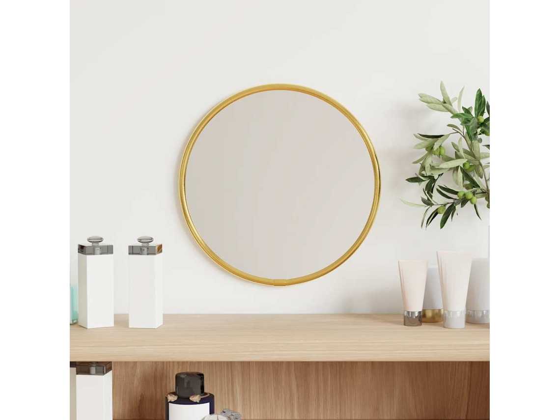 Vidaxl Espelho De Parede Ø20 Cm Redondo Dourado