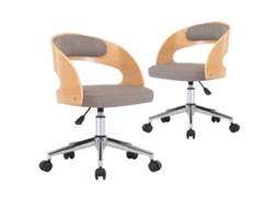Cadeiras de Jantar 2 Pcs Madeira Curvada/Tecido Cinzento Acastanhado MAISON EXCLUSIVE
