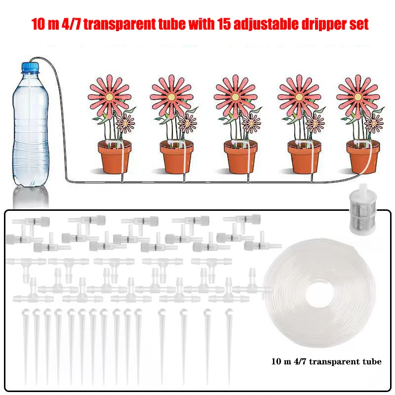 Kit de irrigação MDUG com tubo de 10m e 15 reguladores