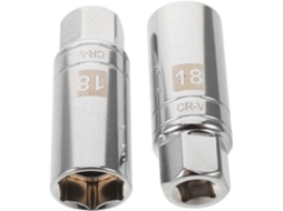 Conjunto de 2 soquetes magnéticos para velas de ignição de 18 mm em cromo - Vanádio