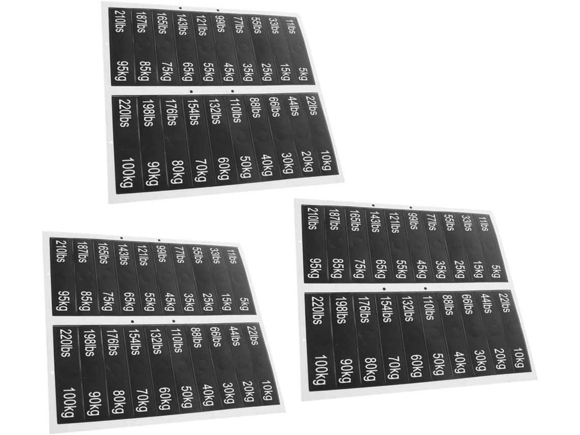 Etiquetas Adesivas Para Pilhas De Pesos, Academia, 3 Folhas, 90x20mm,