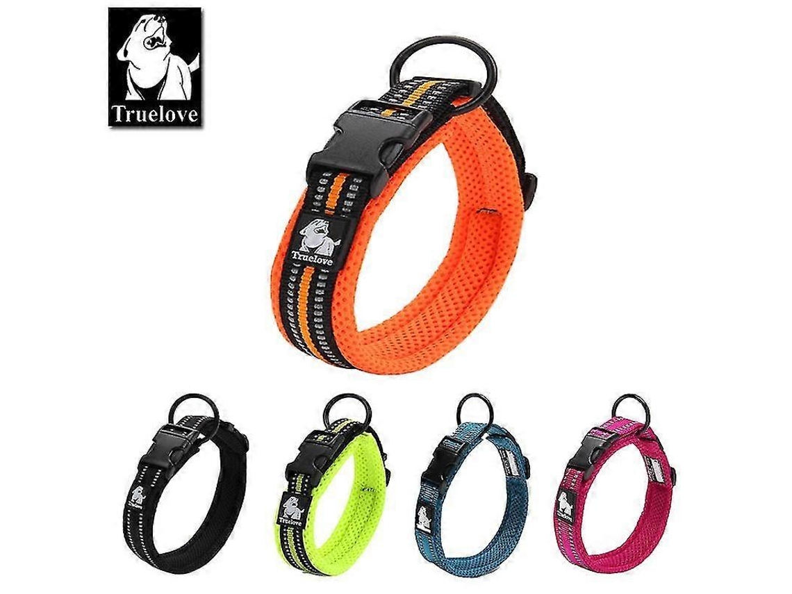 Colar Para Cachorro Ajustável, Malha Acolchoada, Nylon Refletivo, Resistente Para Passeioscolourfuchsia