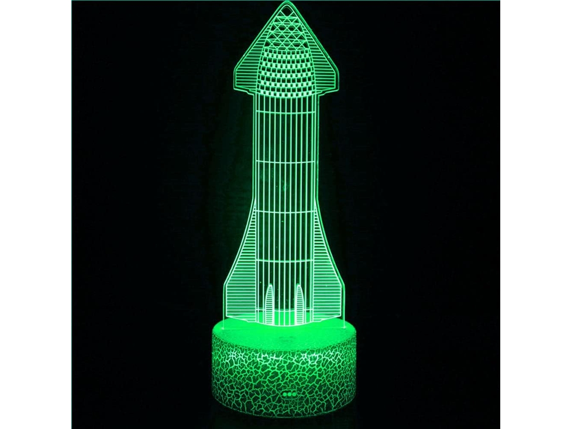 Luminria De Mesa Wj 3d Em Formato De Foguete Com Iluso De Tica, 7 Cores De Luz Led Que Mudam, Ideal Para Decorao De Natal, An Aquaforge