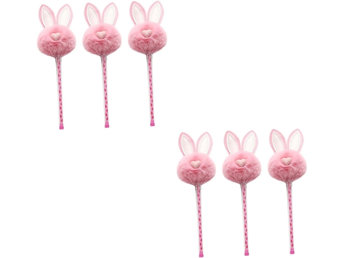 Ciieeo Conjunto De 6 Canetas Pretas Kawaii Neutras Com Orelhas Coelho