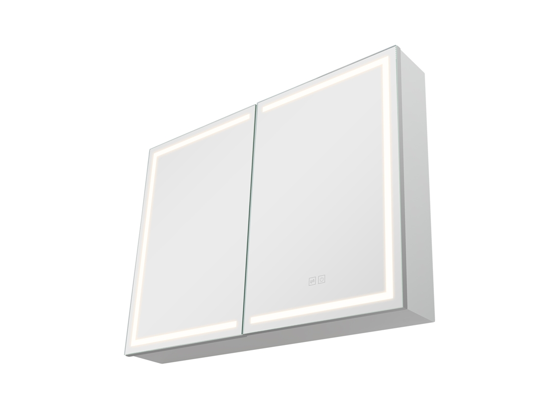 Gabinete De Banheiro Succebuy Com Espelho Com Iluminação Led, 3 Cores, 60x13x80 Cm, Fixado Na Parede