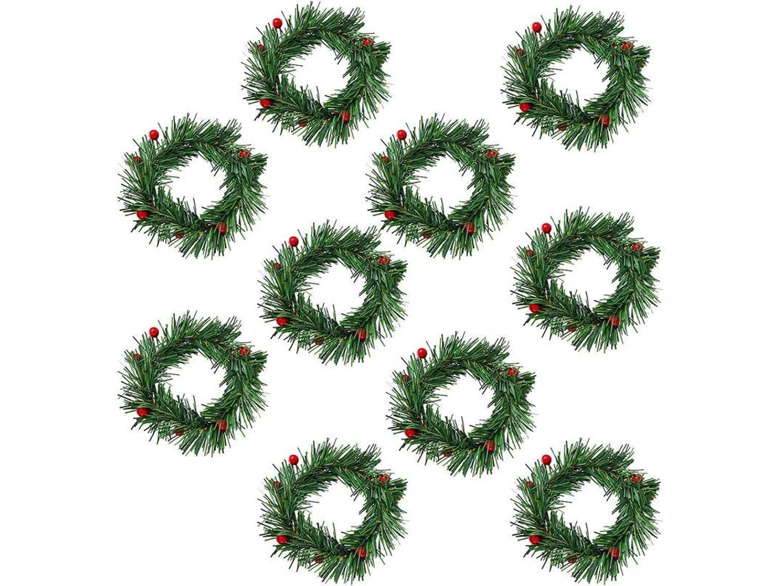Pacote Com 10 Mini Guirlandas De Natal De 5,7 Polegadas, Anéis Para Velas E Guardanapos De Natal