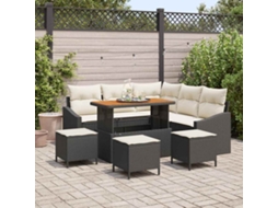 Vidaxl Conjunto De Sofá De Jardim 9 Unid. 8-número De Lugares Preto