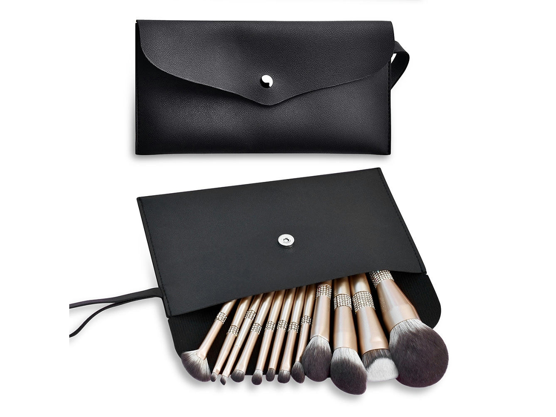 12 Conjuntos de Ultra Macios com Bases Pó Blush Conjuntos de Pincéis de Contorno com Bolsa Conjunto e LUUCOZK