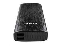 Powerbank ADATA P10000 (10.000mAh - 2 USB - MicroUSB - Preto) — 10.000 mAh | 2 portas USB