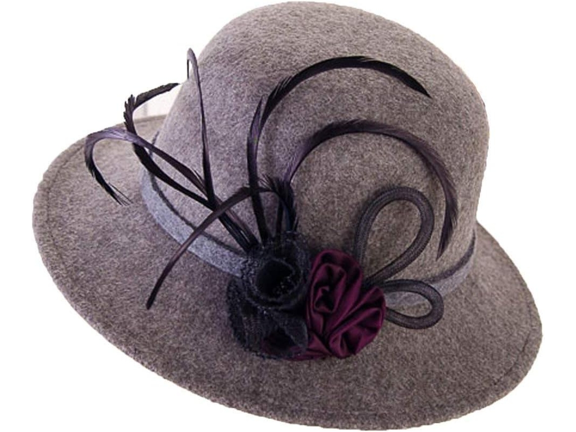 Chapéu Cloche Huixin Elegante Feminino Fedora Florido de Festa Estilo Jovem Feltro Multicolorido para Outono