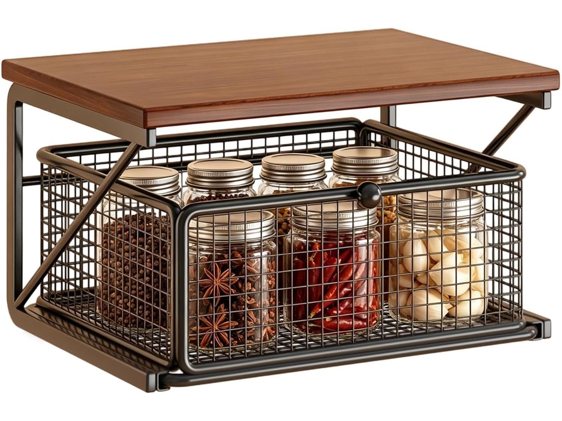 Com Gaveta Para Micro-ondas De Bancada Para Potes De Condimentos, Legumes E Frutas.