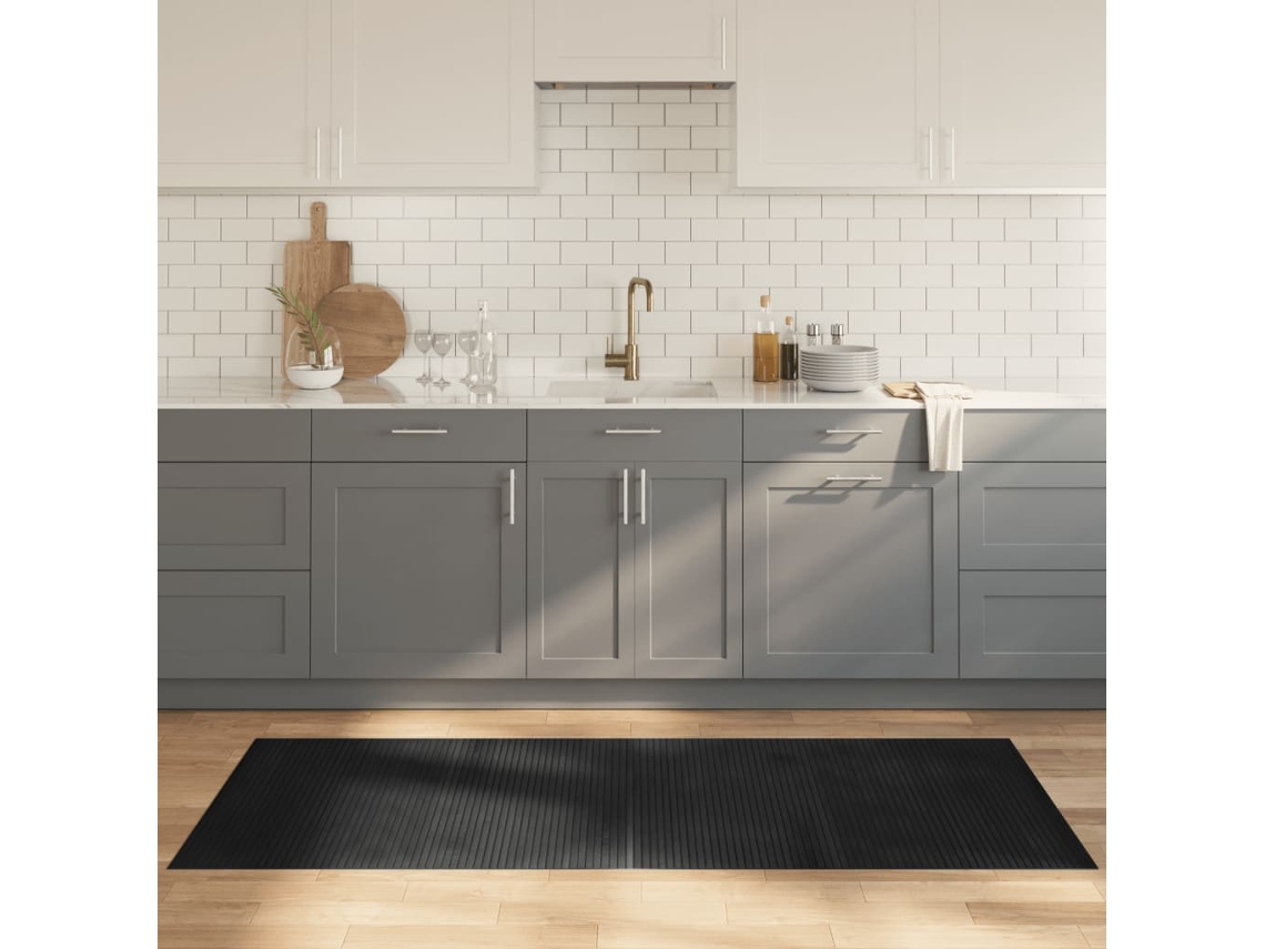 Tapete Retangular 80x200 Cm Bambu Cinzento