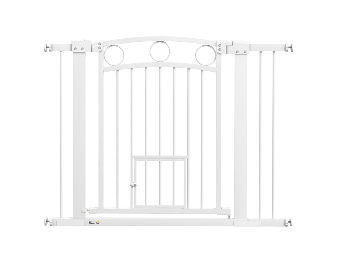 Portão Pets Escadas 77cm Largura 76 104cm Branco VOLTEDGE