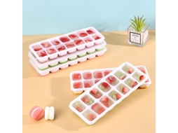 Conjunto De Duas Formas De Gelo Em Silicone Com Tampas, Compactas E Empilháveis ​​(verde + Rosa).