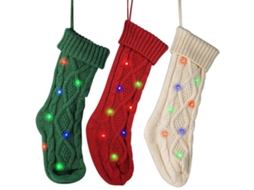 3 Peças De Meia De Natal De Malha Para Doces Com Luz Led E Decoração Para Pendurar Em Árvore De Natal Olysi Shop