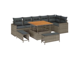 Maison Exclusive - Conjunto De Sofá De Jardim Com Almofada 11 Pcs Cinzeto Vime Pe