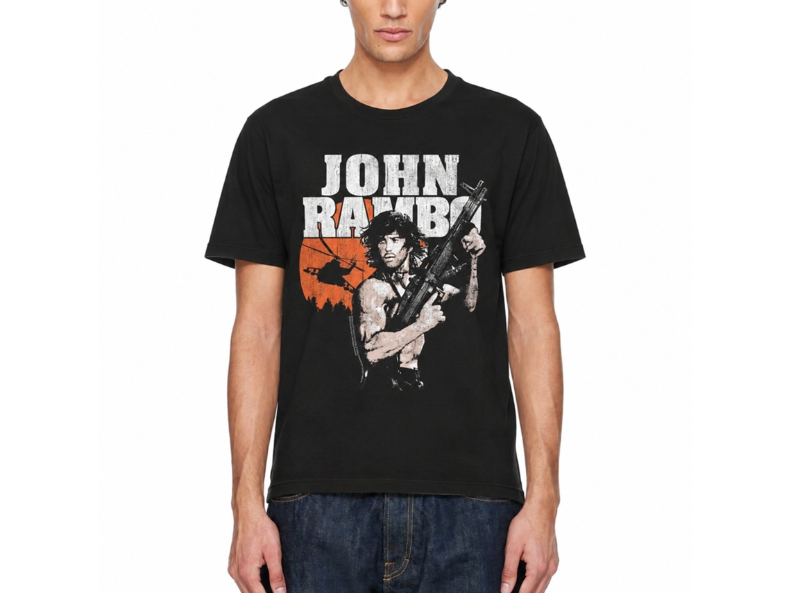 Rockinstone Rambo Movie John Rambo Movie Black Adult T-shirt Size:l