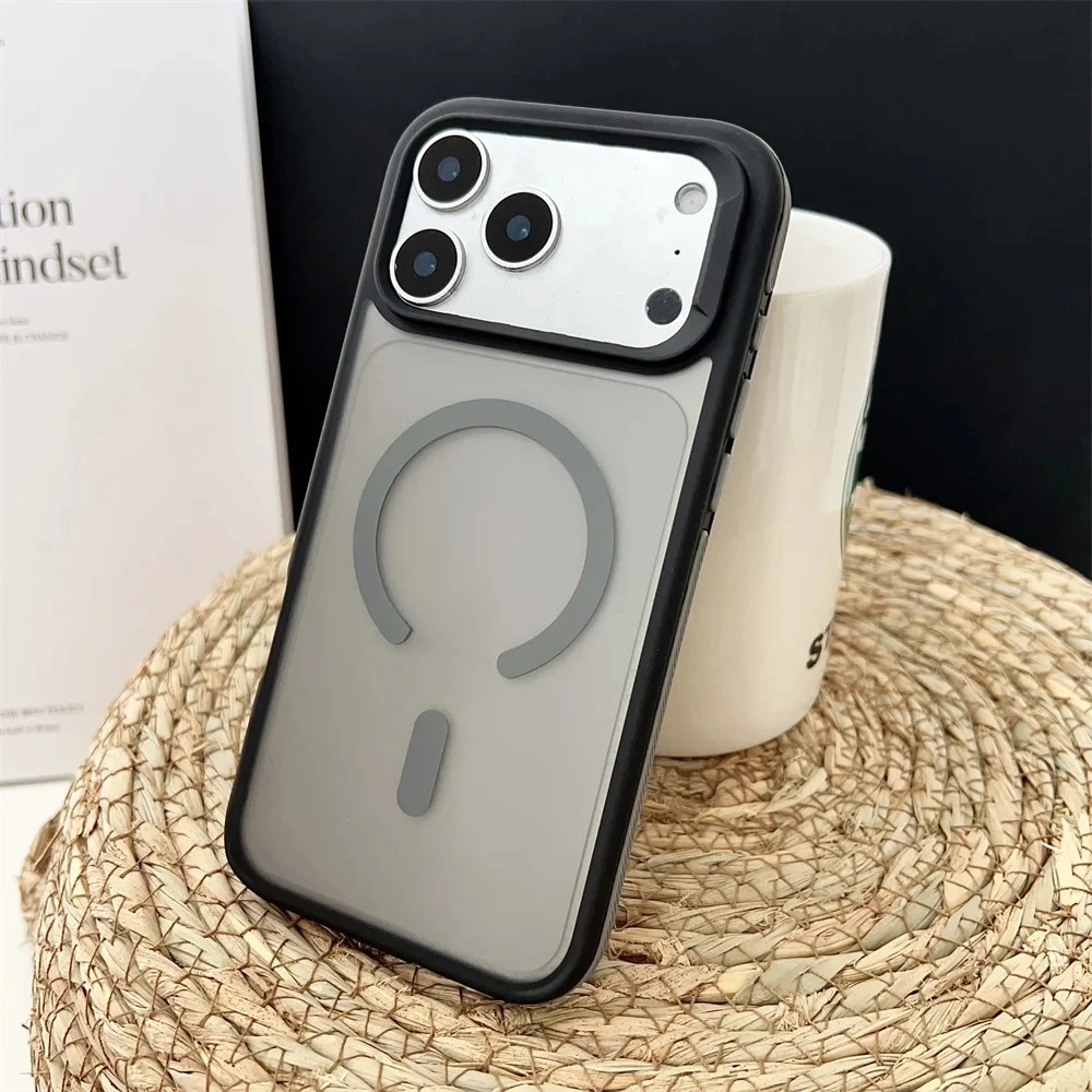 (cinza, Iphone 12 Pro) Capa Elegante Com Borda, Acabamento Fosco, Magnética E Antiderrapante Compatível Com Magsafe