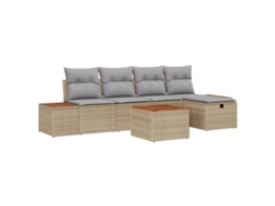Conjunto 6 Móveis Para Exterior Vidaxl Bege Vime Pe (55 X 62 X 69 Cm)