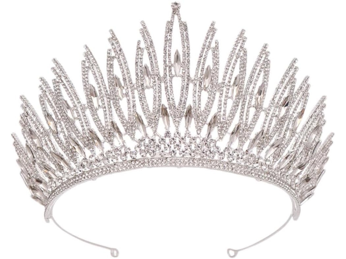 Tiara De Noiva Elegante Em Metal Prateado Ciieeo (1 Peça), Leve E Portátil, Ideal Para Cerimônias De Casamento.