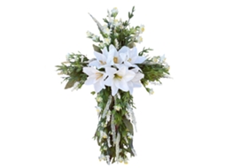 Laxiscreed Coroa De Páscoa Com Cruz E Lírios Artificiais 50x40cm Para Decoração Natalícia
