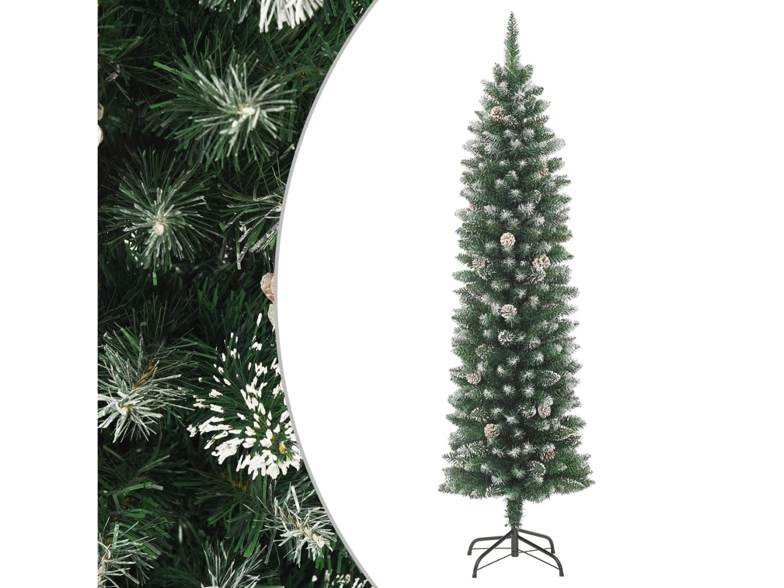 Vidaxl Árvore De Natal Artificial Fina Com Suporte Pvc 210 Cm