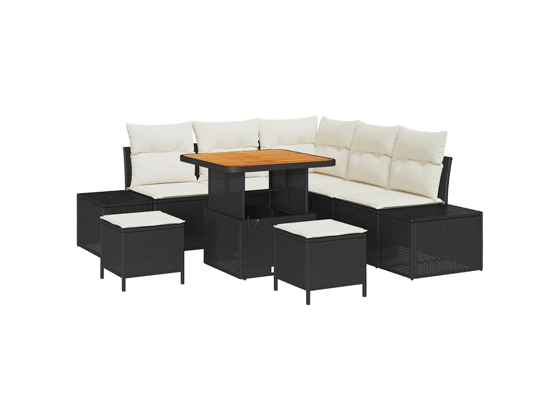 Maison Exclusive - Conjunto De Sofá De Jardim 8 Pcs Preto Rattan Sintético