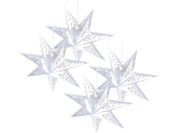 Conjunto De 4 Abajures De Papel Em Formato De Estrela De Nove Pontas Para Decoração De Tetos E Janel Gokoco