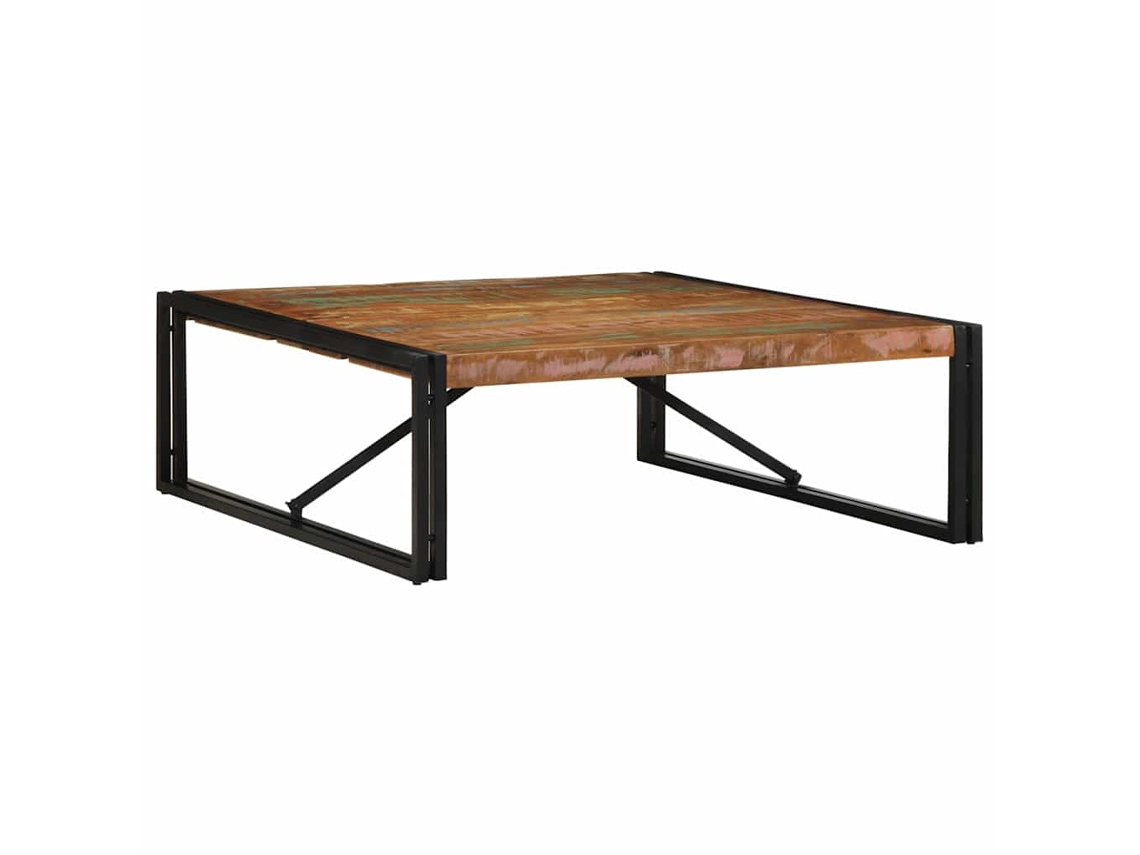 Vidaxl Mesa De Centro Multicor 100x100x35 Cm Madeira Maciça Recuperada