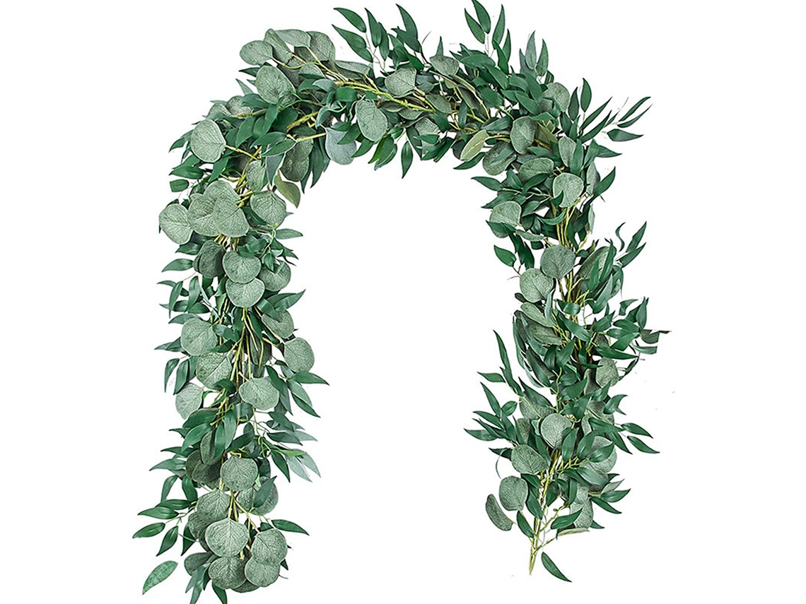 Laxiscreed Coroa De Uva Artificial De 180cm Com Folhas De Eucalipto Para Decoração E Festas