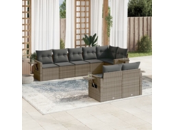Vidaxl 8 Pcs Conjunto Sofás De Jardim C/ Almofadões Vime Pe Cinzento