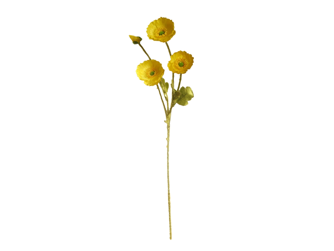 Flor Artificial Poppy de Quatro Cabeças com Efeito de Flocagem LAXISCREED