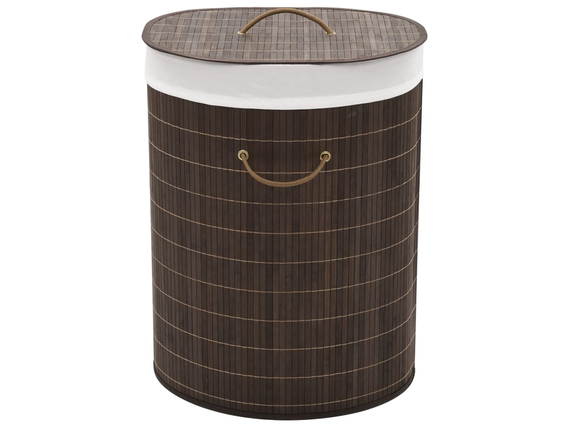 Vidaxl Cesto Oval Para Roupa Suja Bambu Castanho Escuro