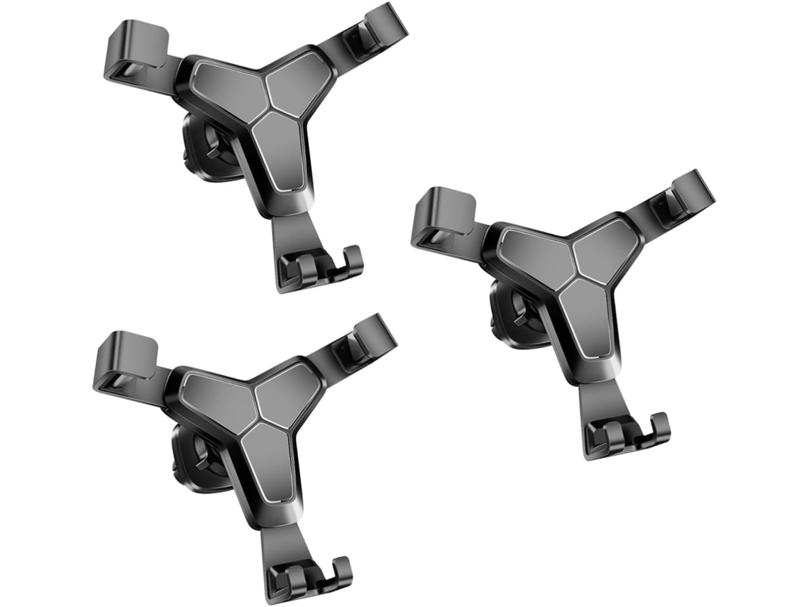 Suporte Para Celular Veicular Ajustável Em 360°, Conjunto De 3 Peças, Em Liga Metálica Para Fácil Utilização.
