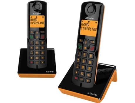 Telefone Fixo Duo ALCATEL S280 EWE Preto e Laranja