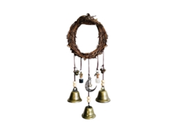 Sinetes de vento pendente muro bruxaria bola 8cm marrom decorativo bambu talismã | S/MARCA