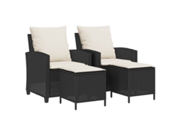 Conjunto de Sofás para Jardim com 4 Peças e Almofadões Vime Pe Preto MAISON EXCLUSIVE