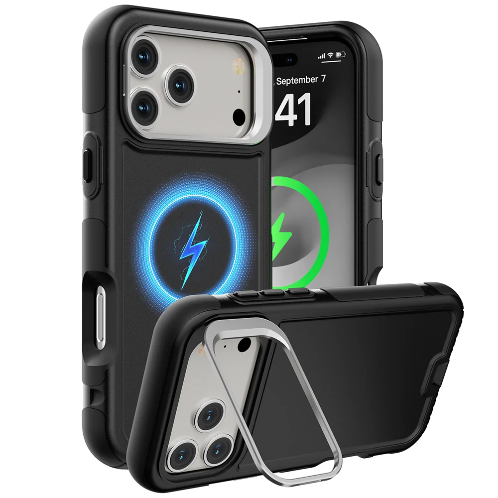 (preto, Iphone Air) Capa Resistente A Impactos Com Suporte Para Lente E Anel De Metal, Compatível Com Carregamento Magnético Magsafe.