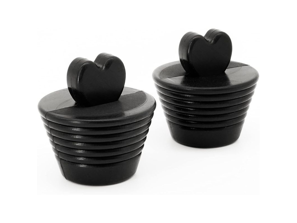 Tampão de Banheira Universal, 2 Peças, Silicone, para Ralos de Banheira e Pia da Cozinha, Preto