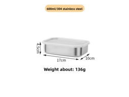 Caja Conservación Inox 316 600ml Con Tapa. Material Calidad Alimentaria, Hermética, Ideal Para Nevera, Comidas. Resistente Y Reutilizable.